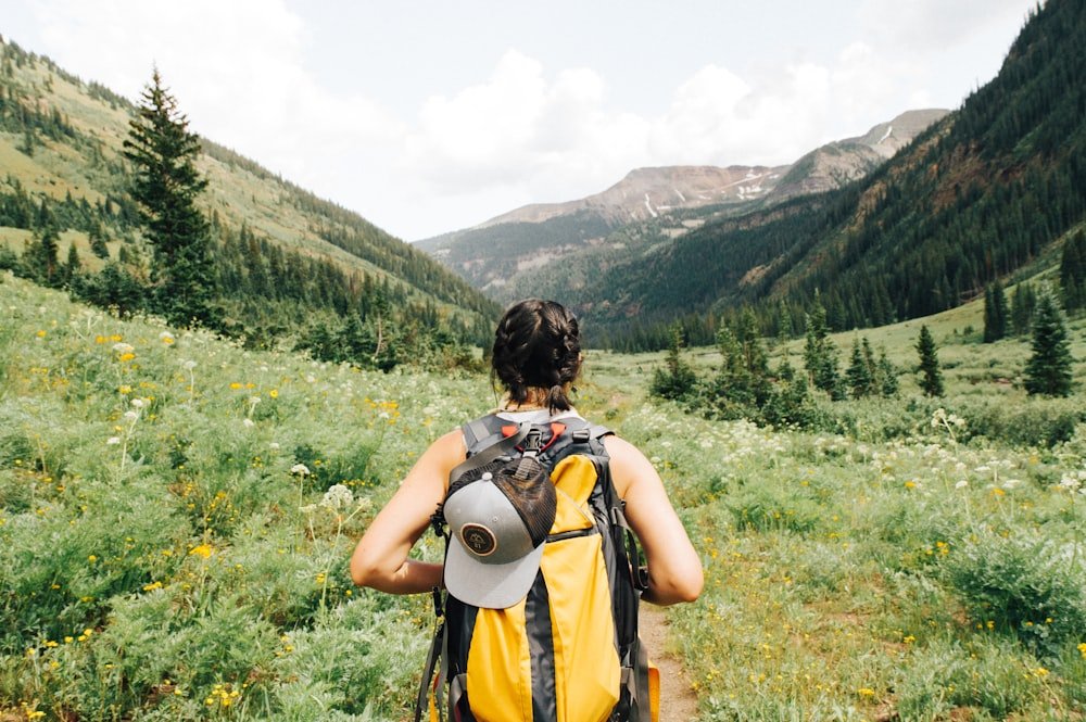 Traveler hiking with a view