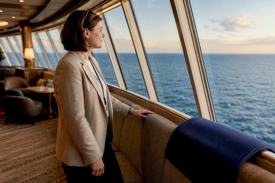 Travel advisor inspecting a cruise ship interior
