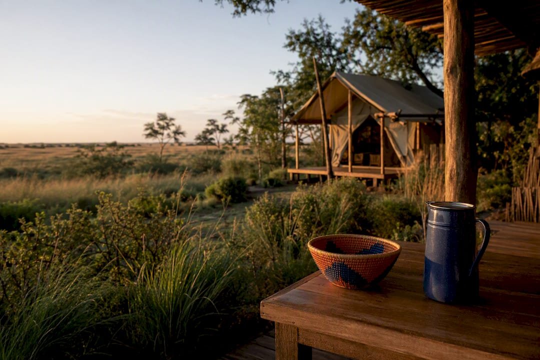 Locally owned safari camp in grassland