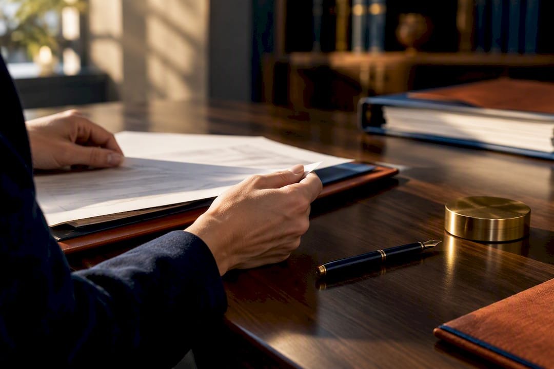 Travel agent reviewing booking contract documents